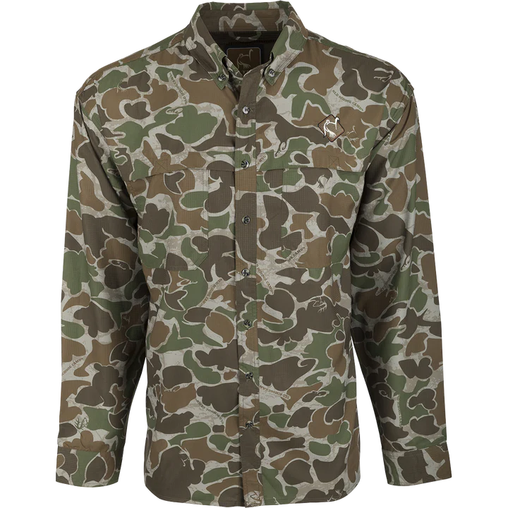 Men's Mesh Back Flyweight Shirt- Old School Green