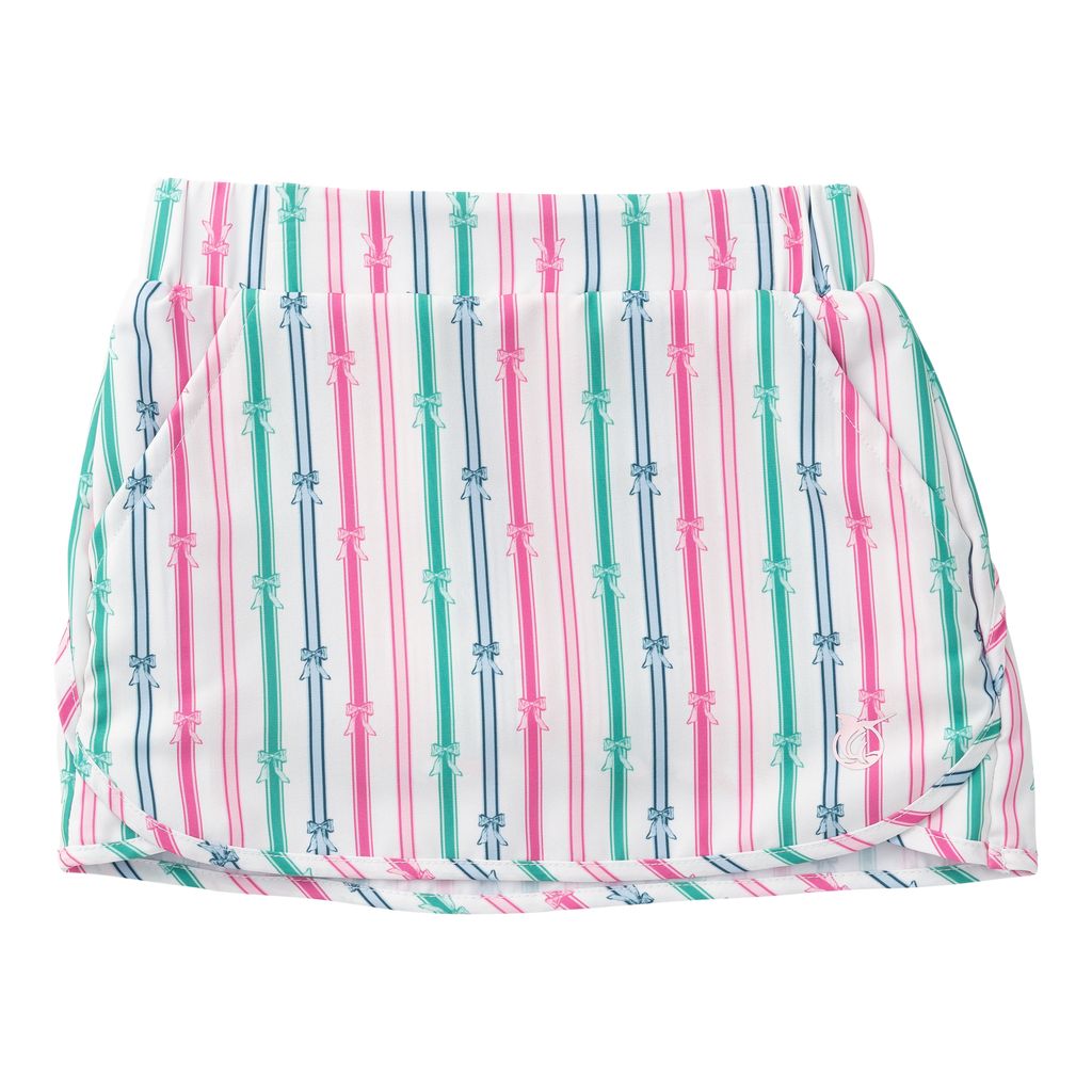 Girls Carolina Catch Skort-Bow Stripe