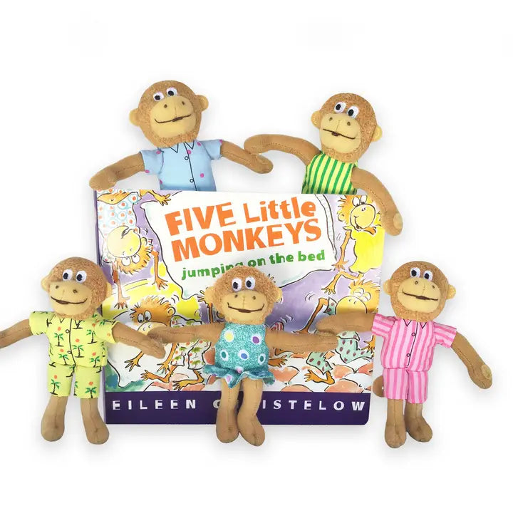 Five Little Monkeys 5" Finger Puppets & Board Book Set
