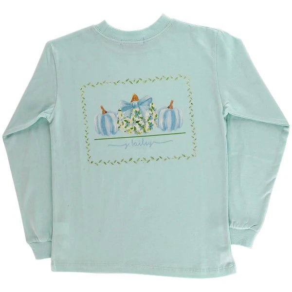 Girls L/S Blue Pumpkins Tee - Seaglass