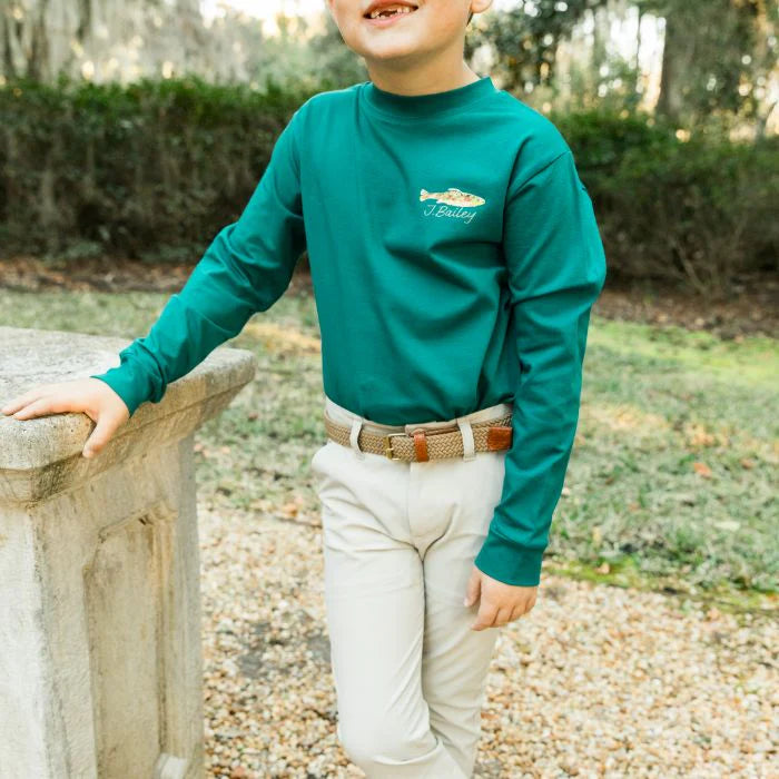 Boys Long Sleeve Logo Tee - Gone Fishing on Teal