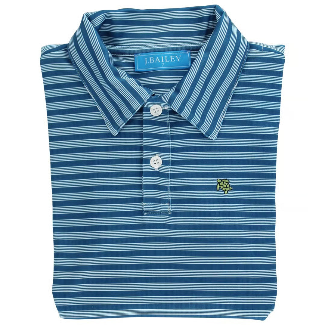 L/S Striped Polo- Cornflower