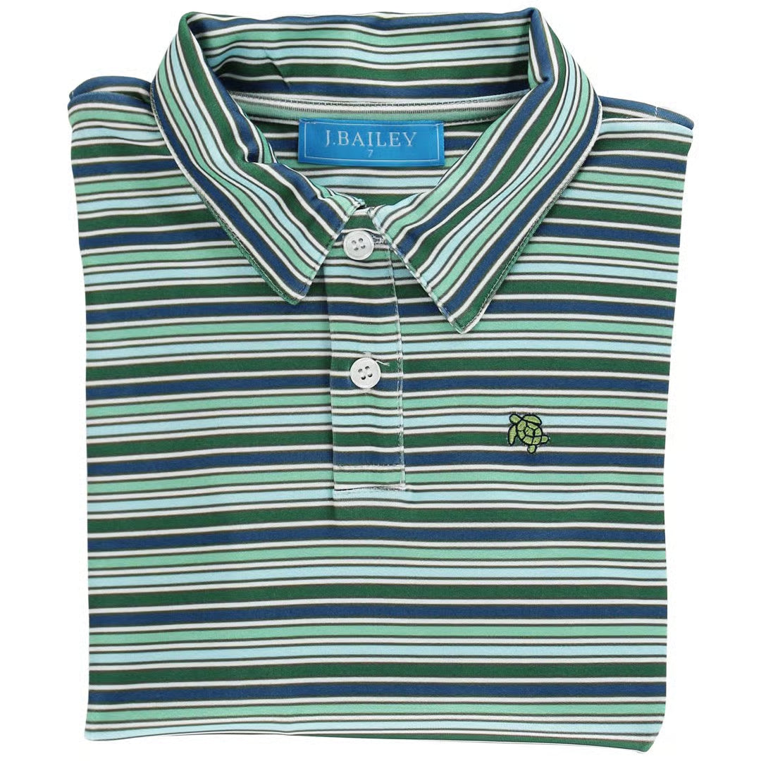 L/S Striped Polo-Forest