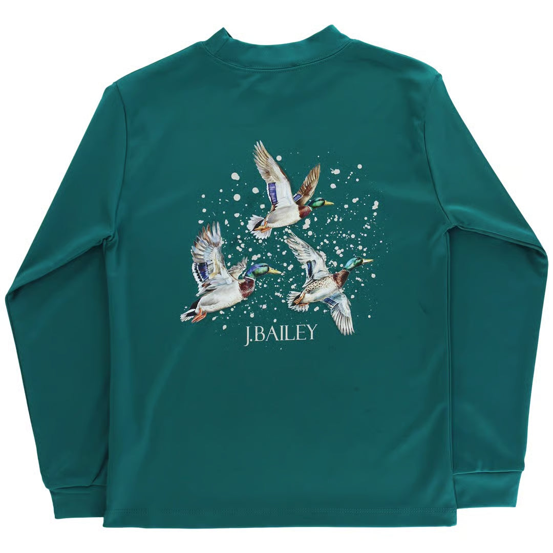 L/S Performance Tee Ducks -Teal