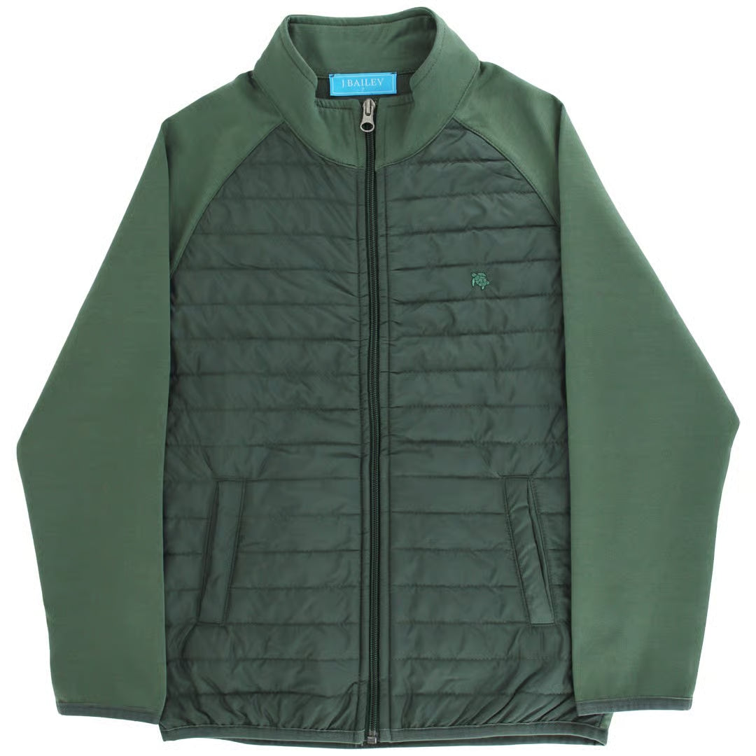 Quilted Bomber Jacket-Green