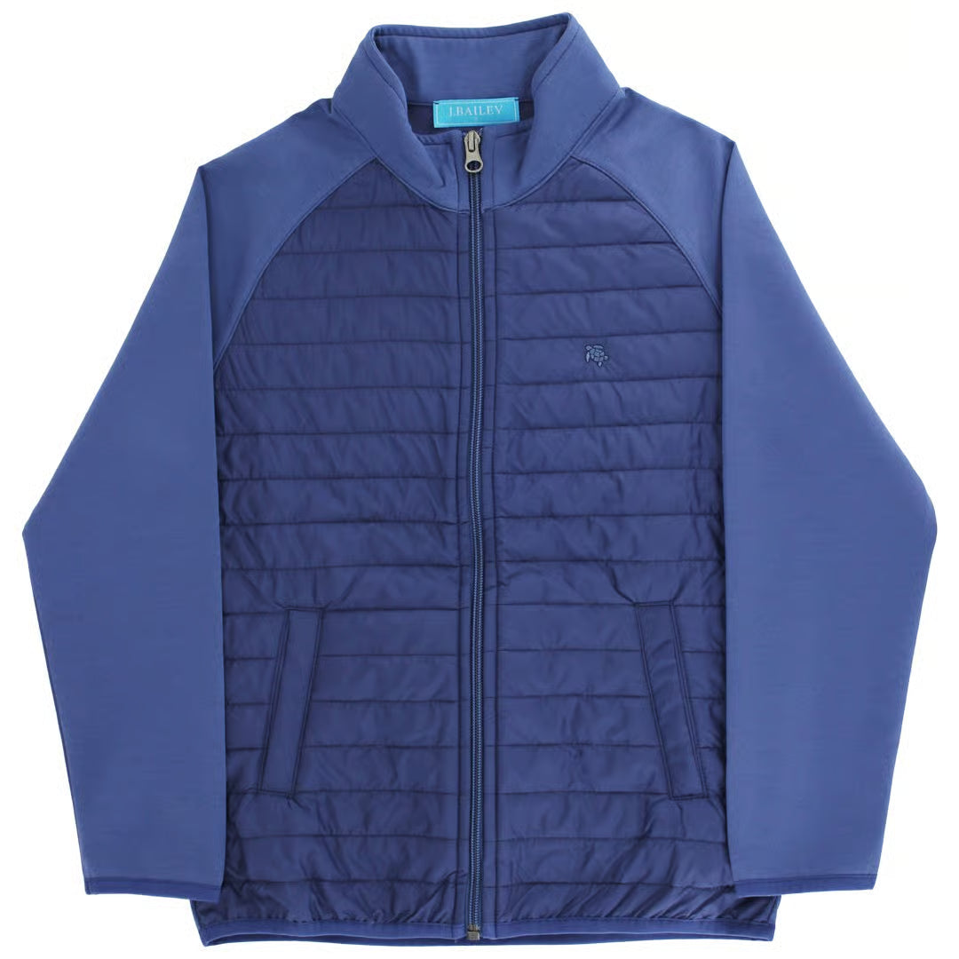 Quilted Bomber Jacket-Navy