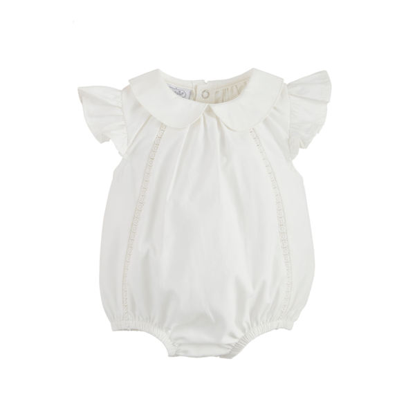 Collared Poplin Baby Bubble-White