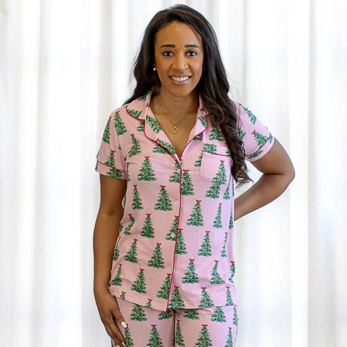 Noelle Tree Button Up Pajama Top