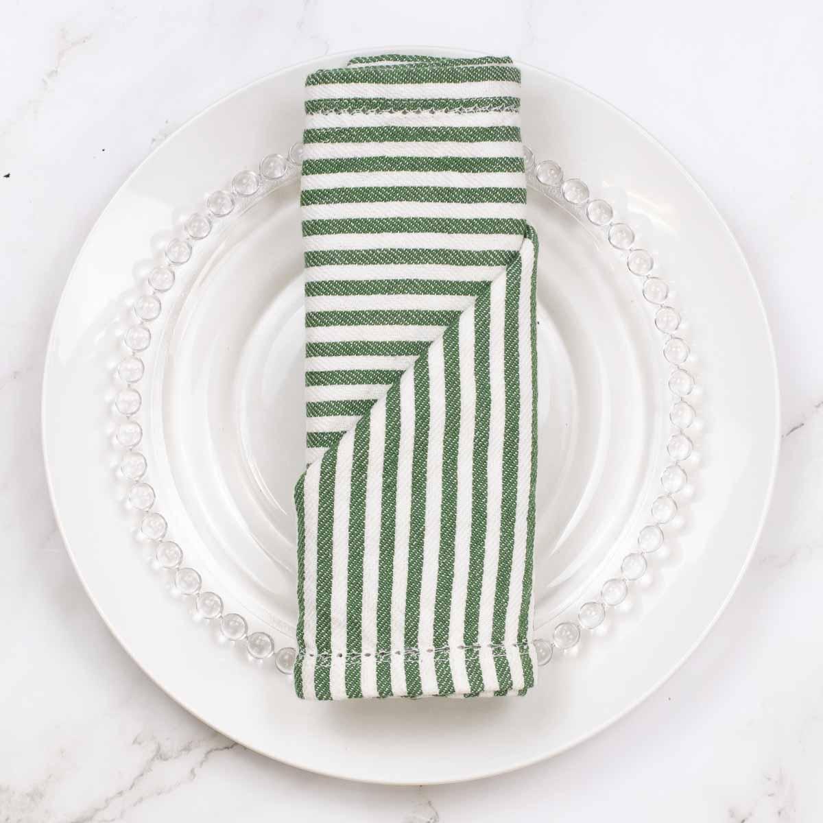 Madison Stripe Napkin - Green/White