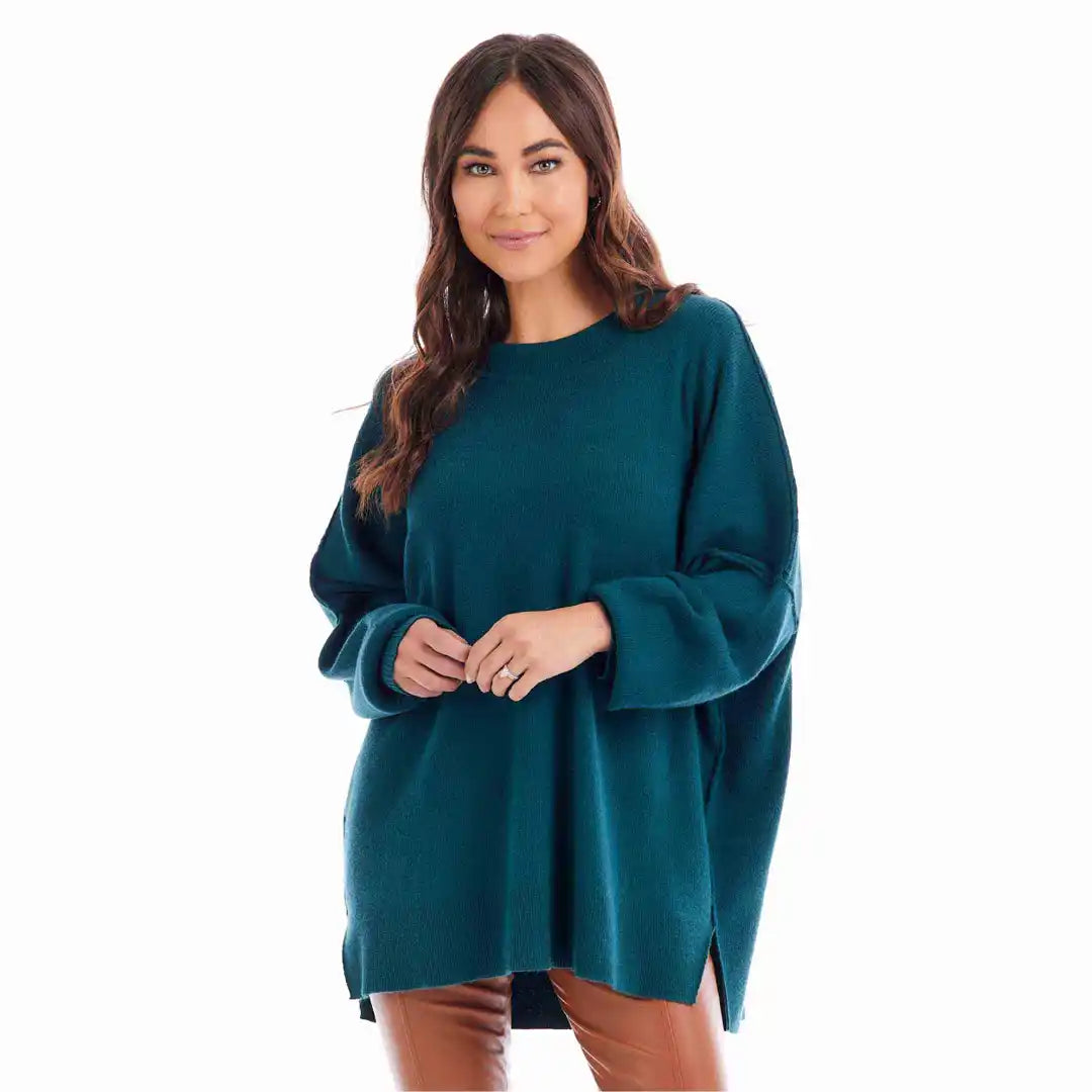 Astrid Jewel Ribbed Sweater- Emerald