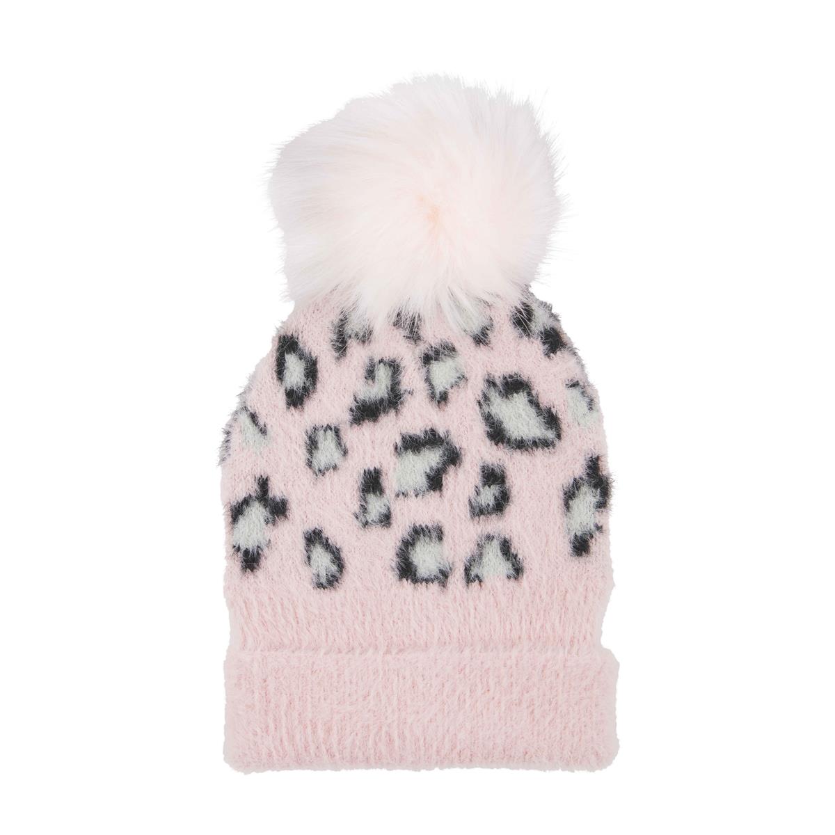 Fuzzy Leopard Hat - Pink