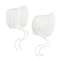 Ivory Smocked Bonnet-White/ Pink