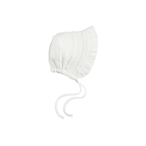 Ivory Smocked Bonnet- White