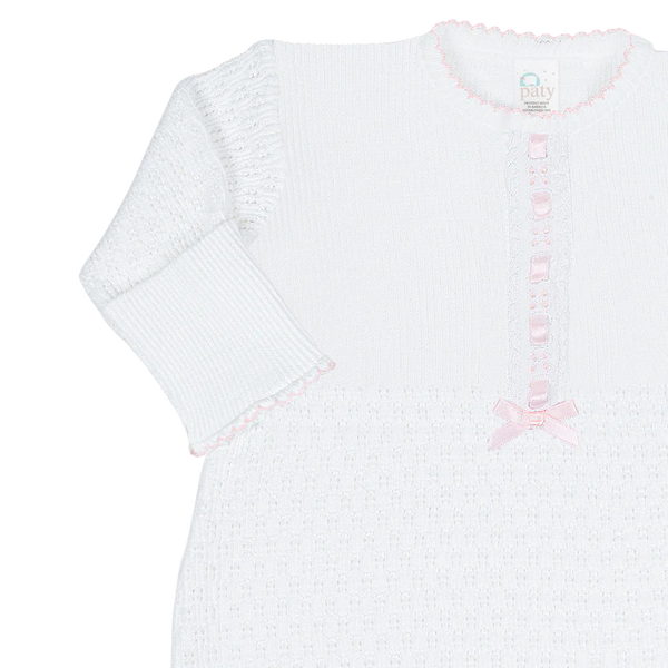 Paty Knit Long Sleeve Eyelet Gown