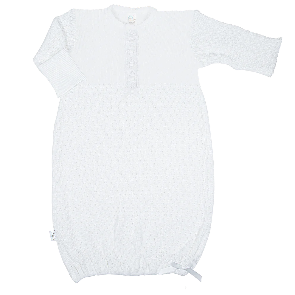 Paty Knit Long Sleeve Eyelet Gown