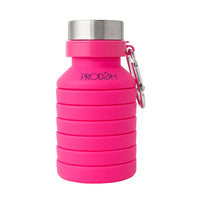 Collapsible Water Bottle with Carabiner in Sangria