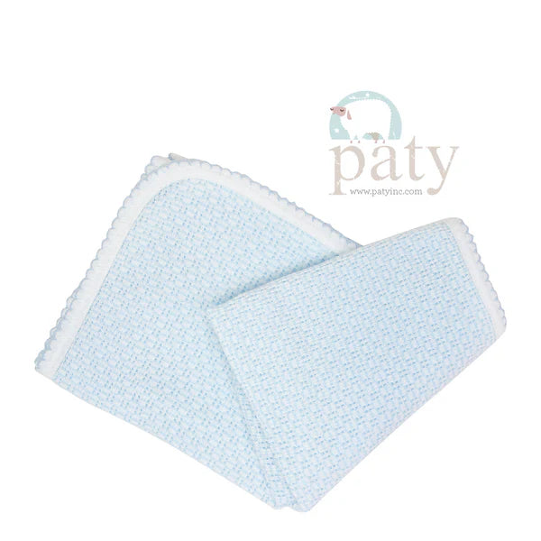 Paty Knit Receiving / Swaddle Blanket  - Blue