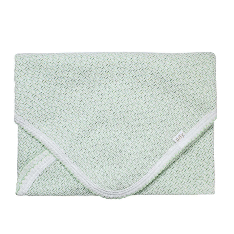 Paty Knit Receiving / Swaddle Blanket - Mint Green