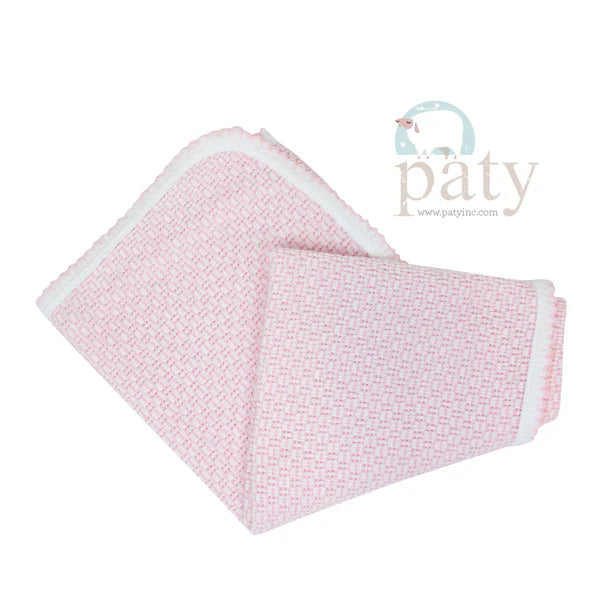 Paty Knit Receiving / Swaddle Blanket - Pink