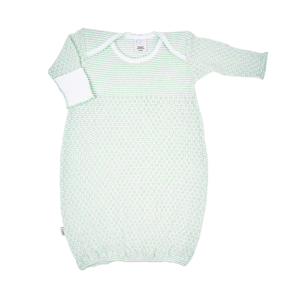 Paty Knit, Long Sleeve,  Overlap Shoulder Gown -Mint