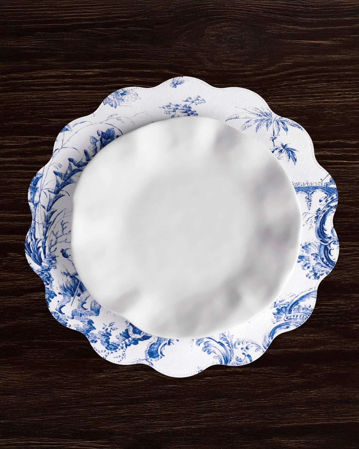 VIDA Chinoiserie Reversible Round Placemats Set of 4 Blue & White