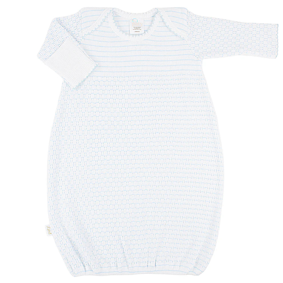 Pinstripe Overlap Shoulder Gown with No Bow