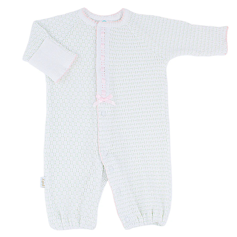 Pinstripe Converter with Eyelet Trim-Mint/Pink