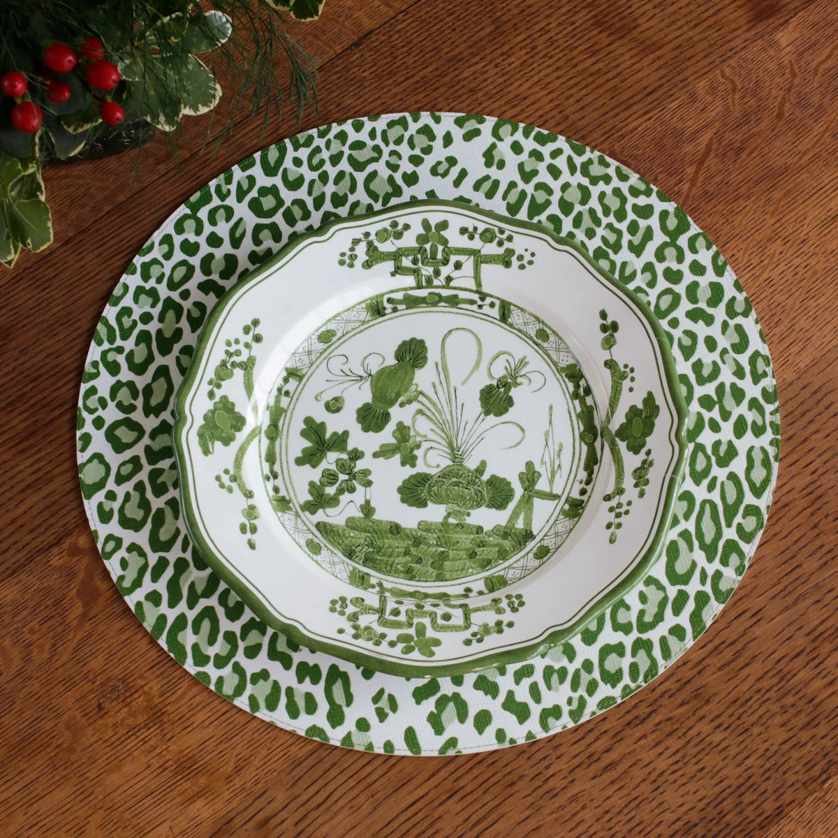 VIDA Faenza 9"  Salad Plate Set of 4 White and Green