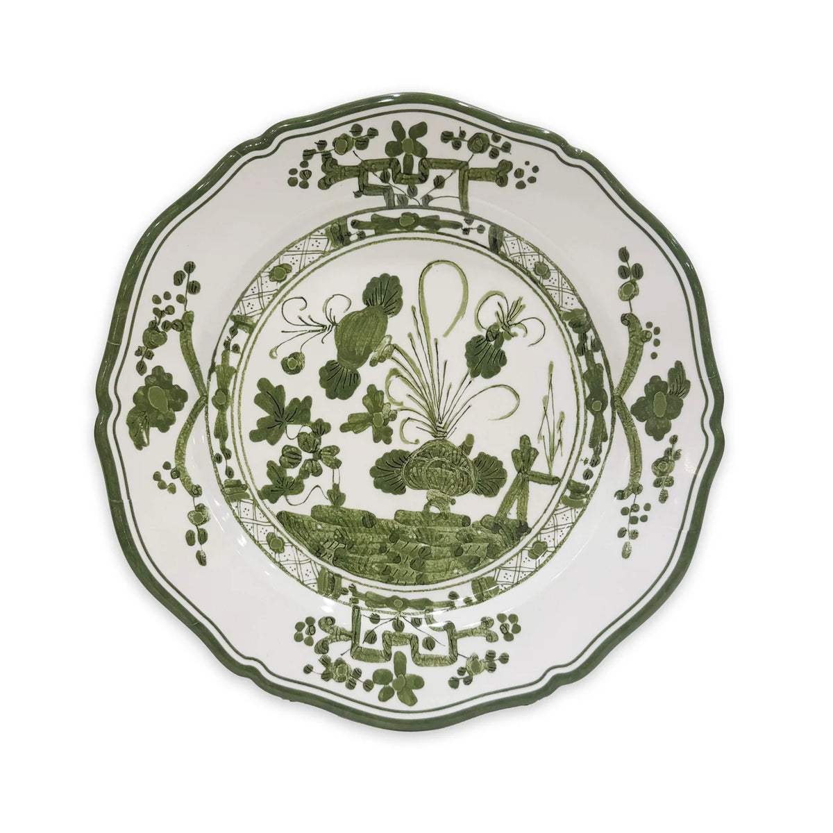 VIDA Faenza 9"  Salad Plate Set of 4 White and Green