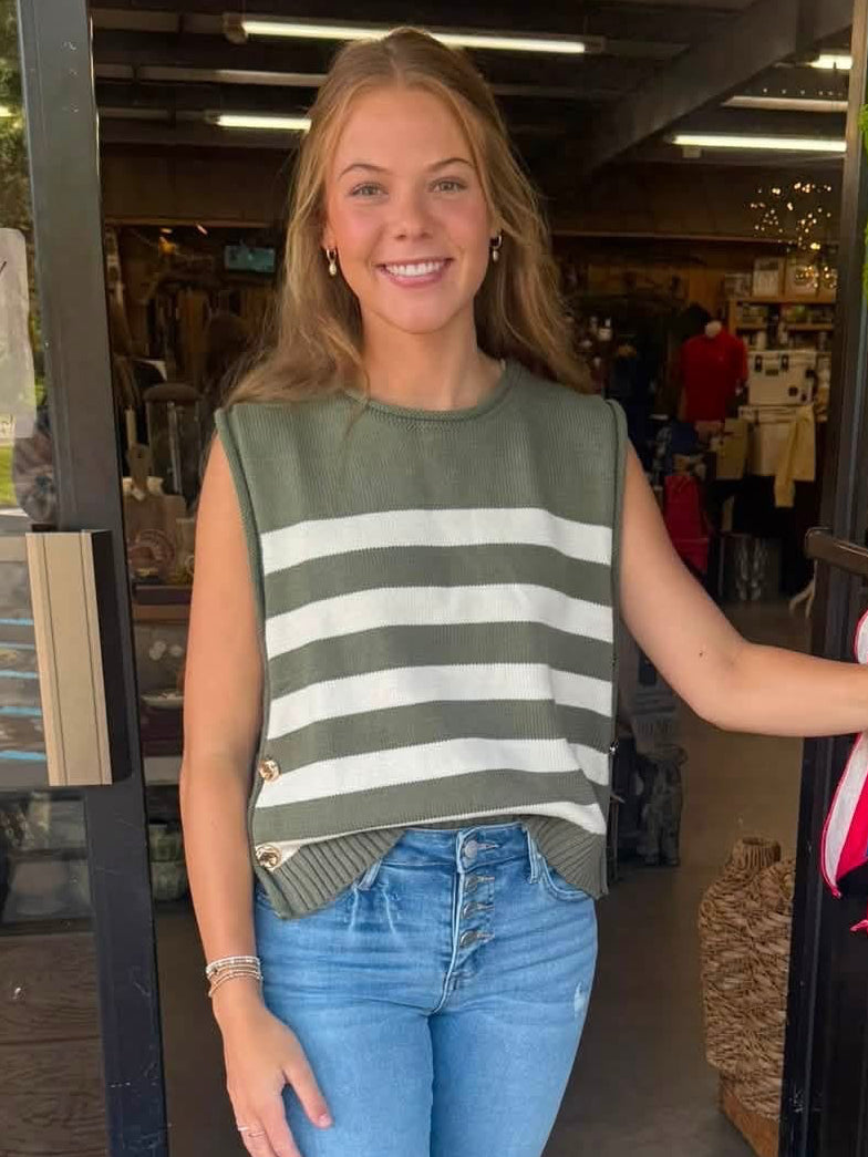 The Kenzi Top - Green/Cream