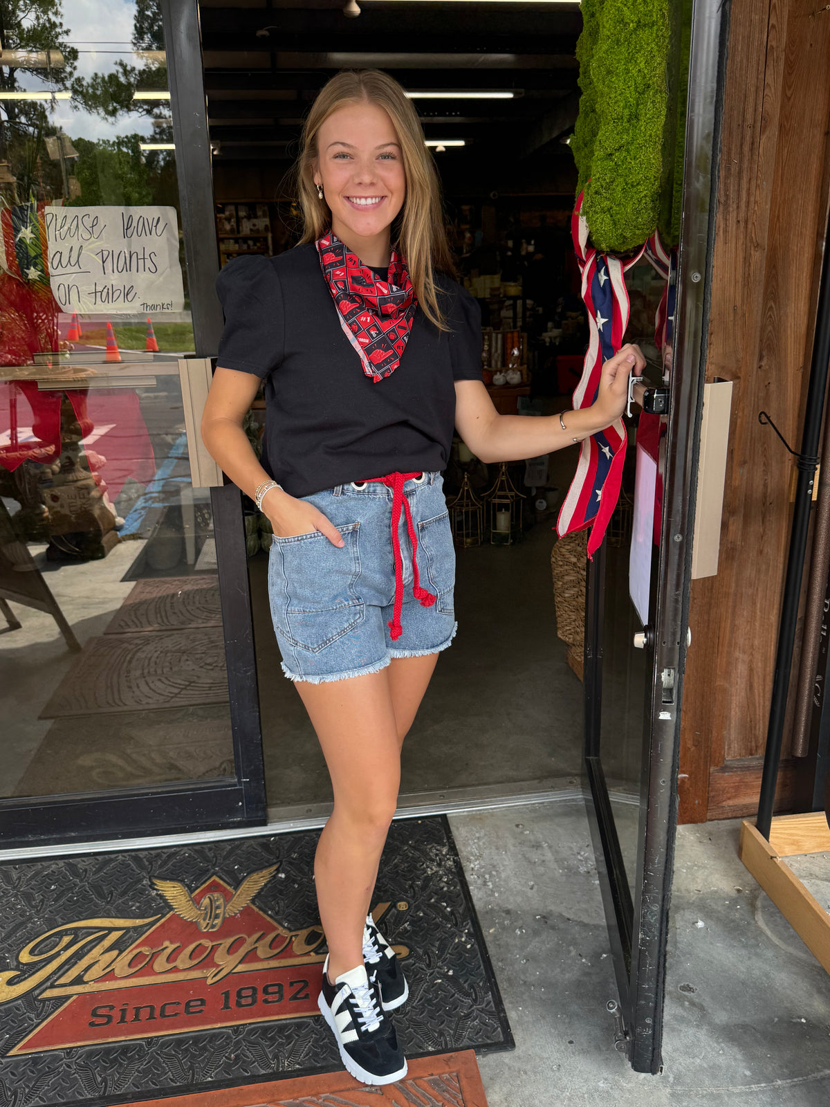 Belted Denim Shorts