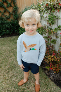 Crew Neck Sweater - Duck on Grey