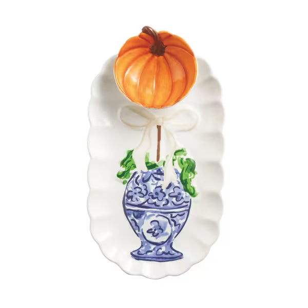 Pumpkin Topiary Tray And Tidbit Set