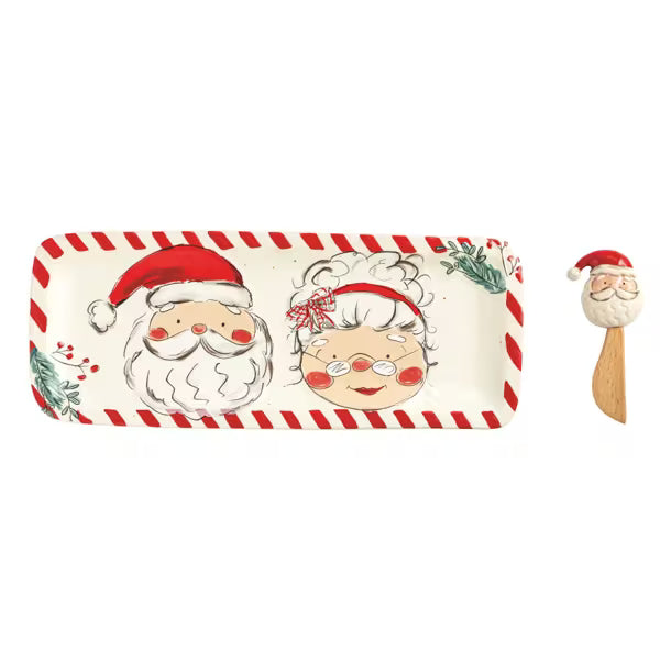 Mr. And Mrs. Claus Farm Tray Set