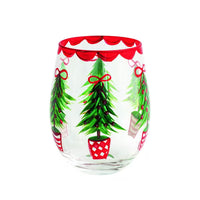 Tree Painted Wine Glass