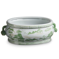 17" Green and White Planter