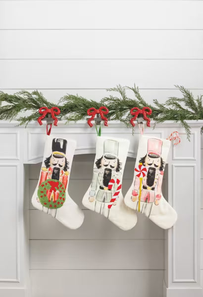 Candy Cane Nutcracker Embroidered Stocking