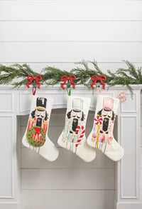 Candy Cane Nutcracker Embroidered Stocking