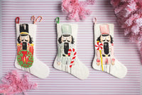 Candy Cane Nutcracker Embroidered Stocking