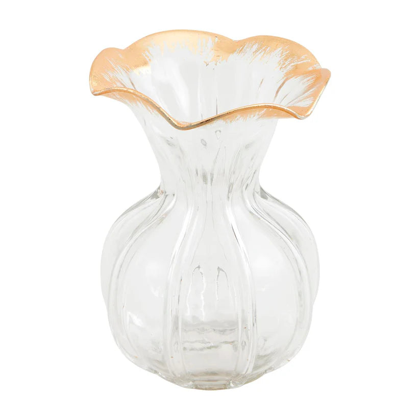 Gold Ruffle Glass Vase - Small