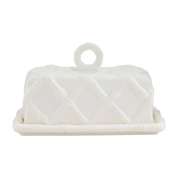 Mud Pie White Bamboo Butter Dish