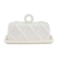 Mud Pie White Bamboo Butter Dish