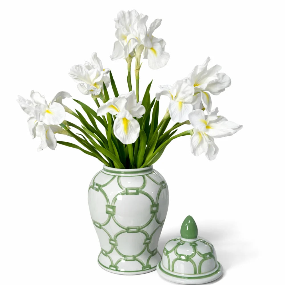Ginger Jars Geometric Green & White Set