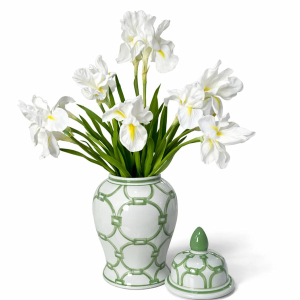 Ginger Jars Geometric Green & White Set
