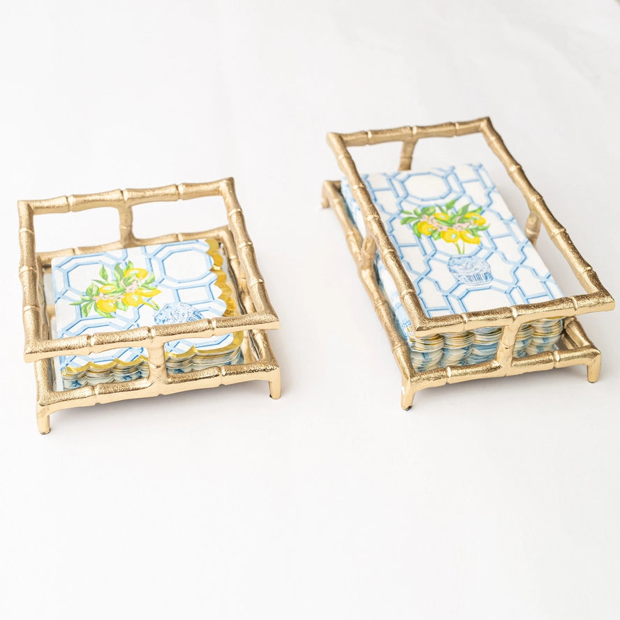 Gold Bamboo Guest Towel Tray