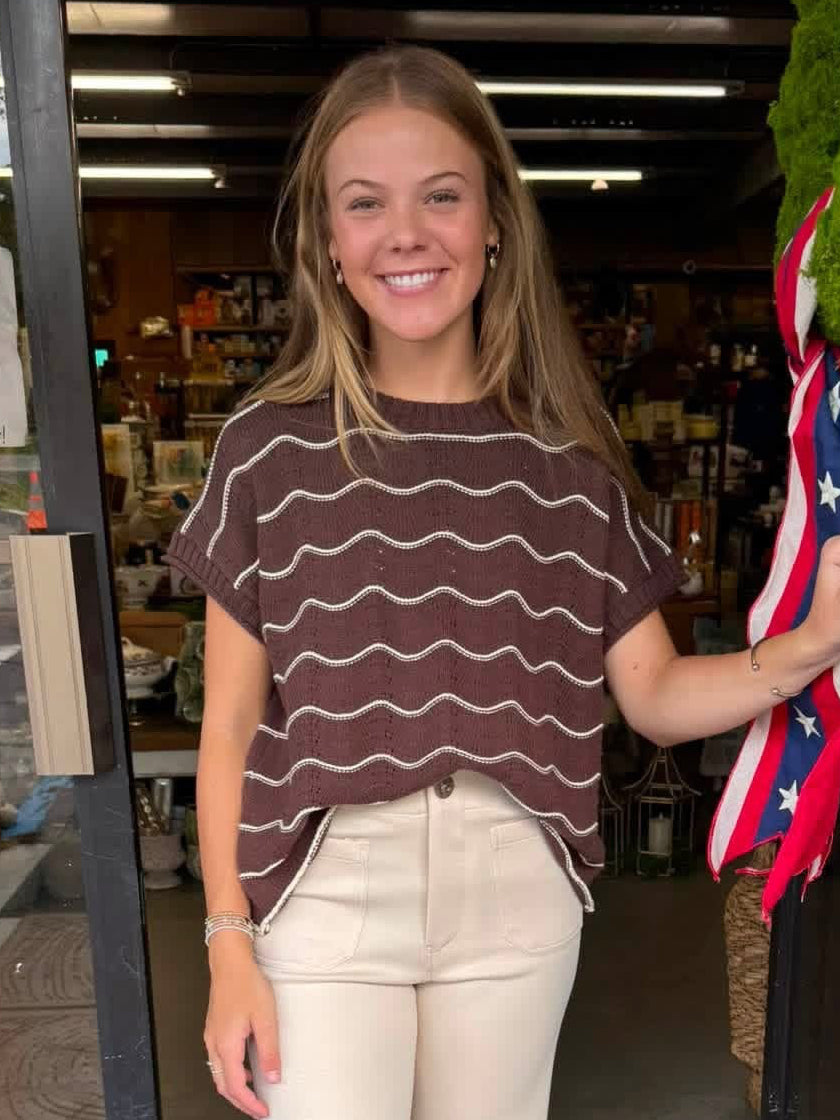 The Bella Top - Brown/Cream