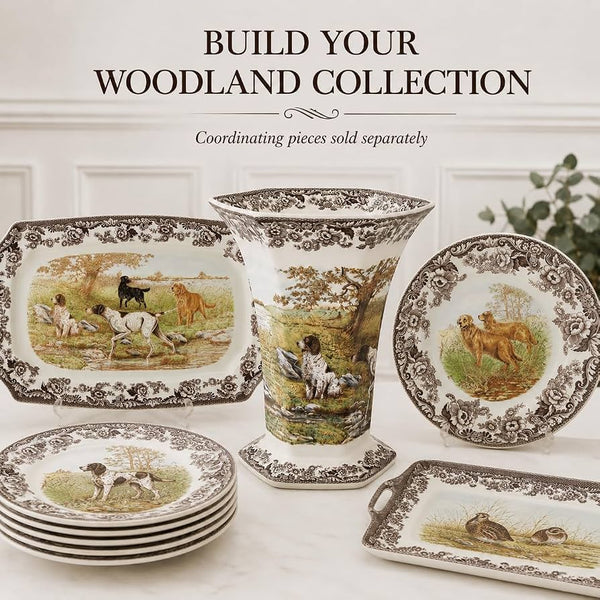 Woodland Hexagonal Vase, Hunting Dogs