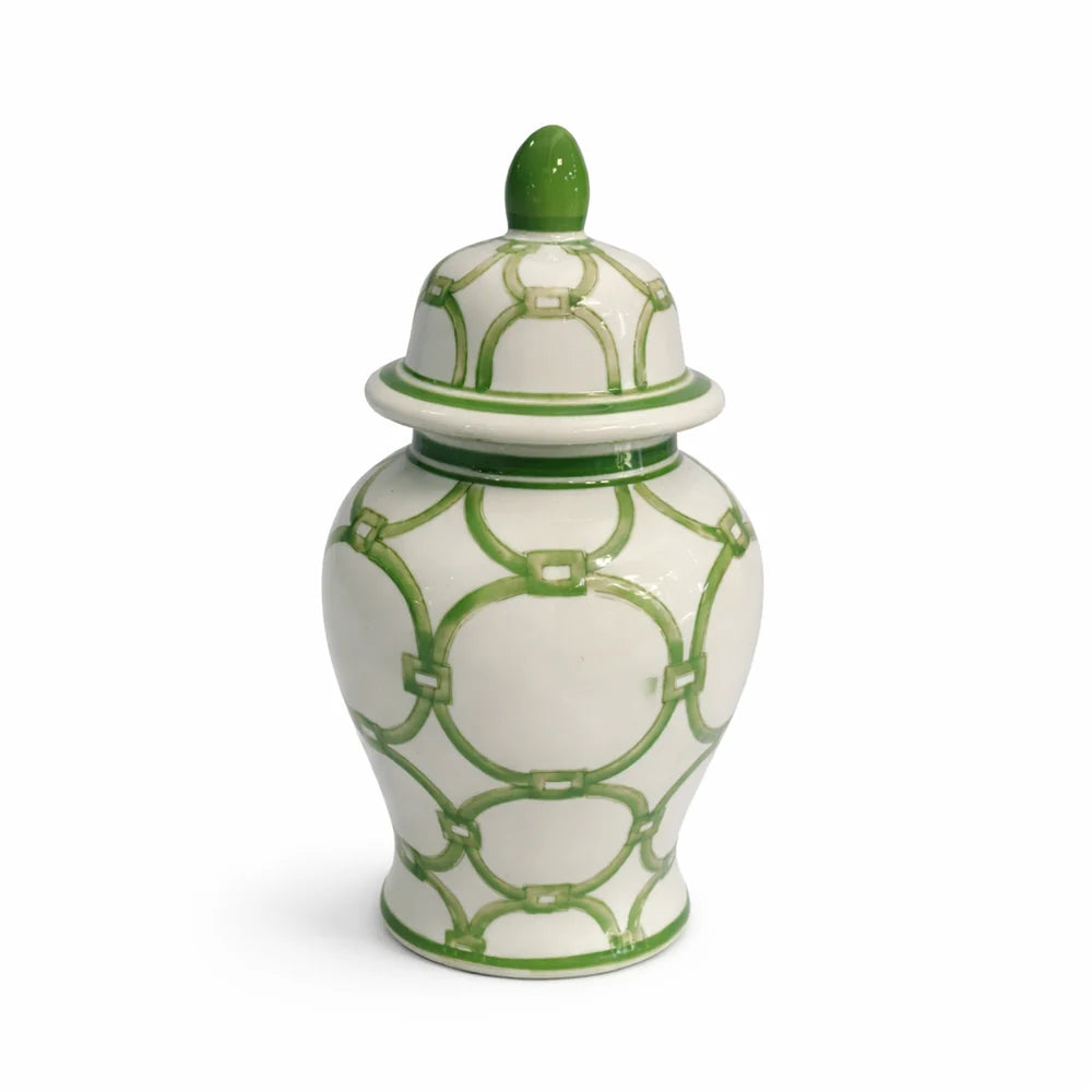 Ginger Jars Geometric Green & White Set