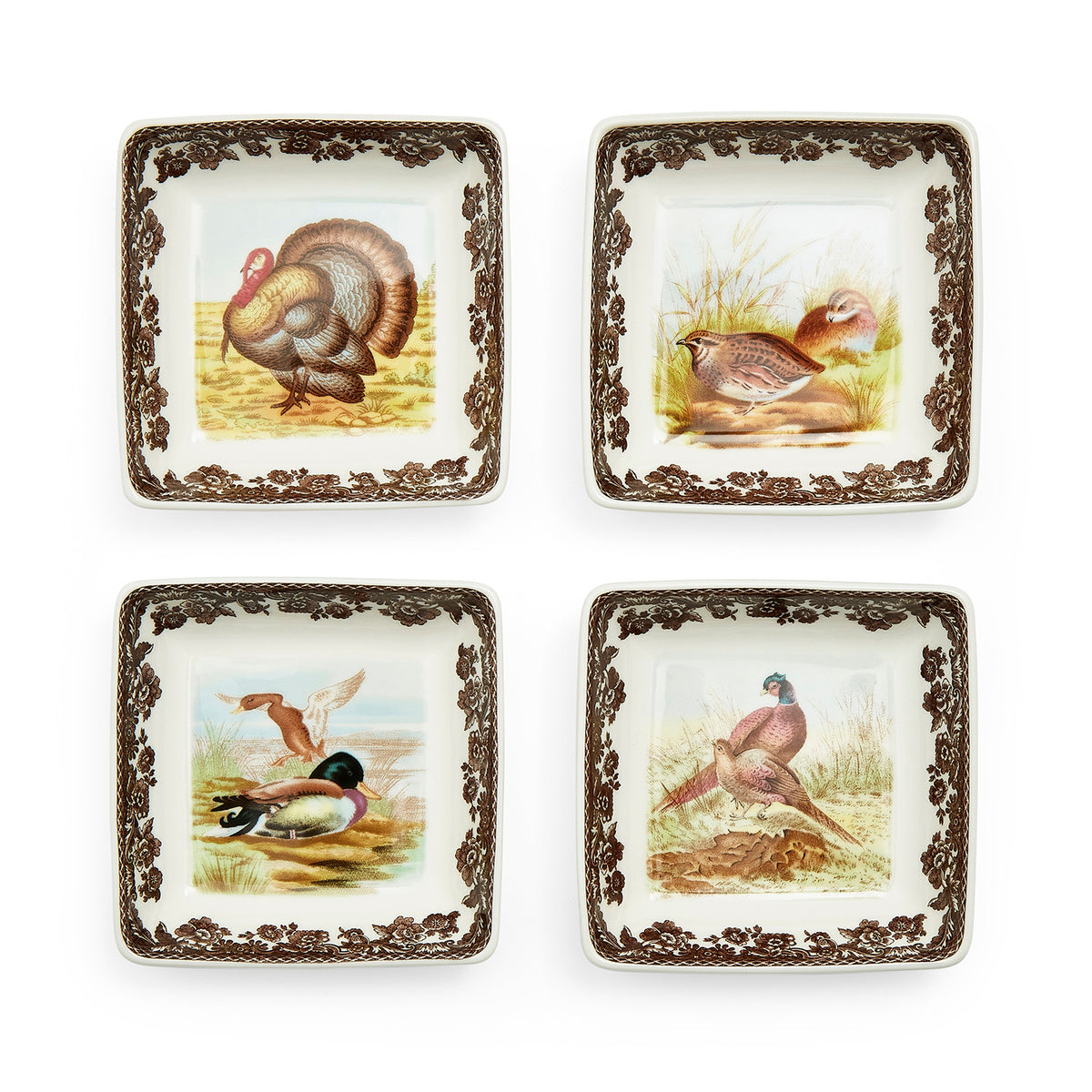 Woodland Spode Set of 4 Square Dishes