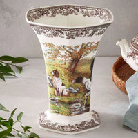 Woodland Hexagonal Vase, Hunting Dogs